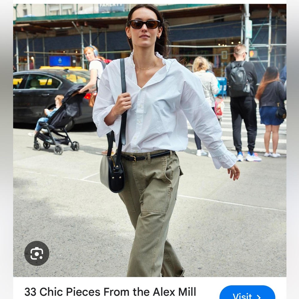 NWOT Alex Mill cotton ruffle button down shirt M